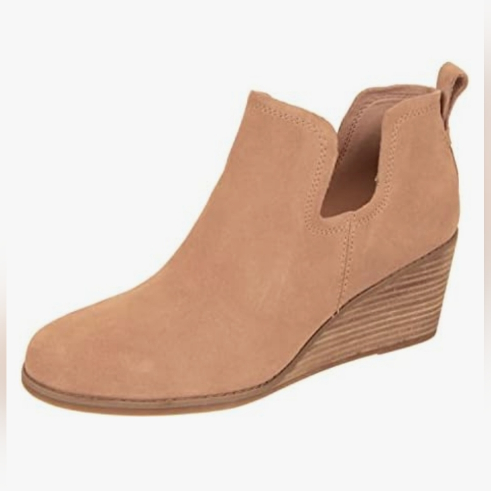 NWT Toms Kallie Women's Buck Brown Wedge Ankle Boots Suede size 7